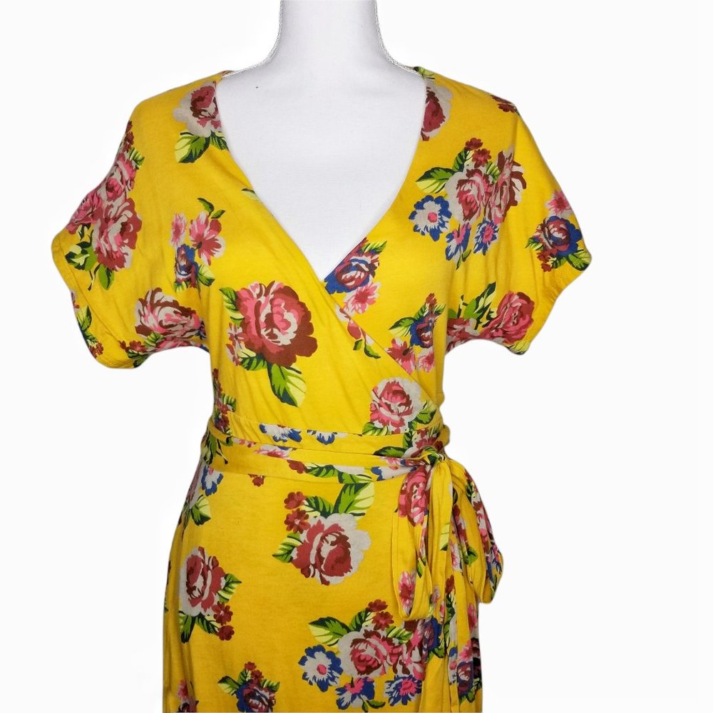 Matilda Jane Size S ALANA Maxi Wrap Dress Floral Mustard Yellow Women's #2822